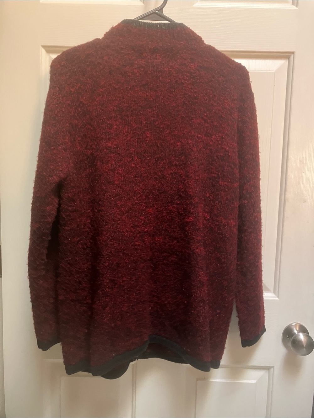 Sag Harbor Red Bouclé Sweater with Black Accents - Picture 3 of 4
